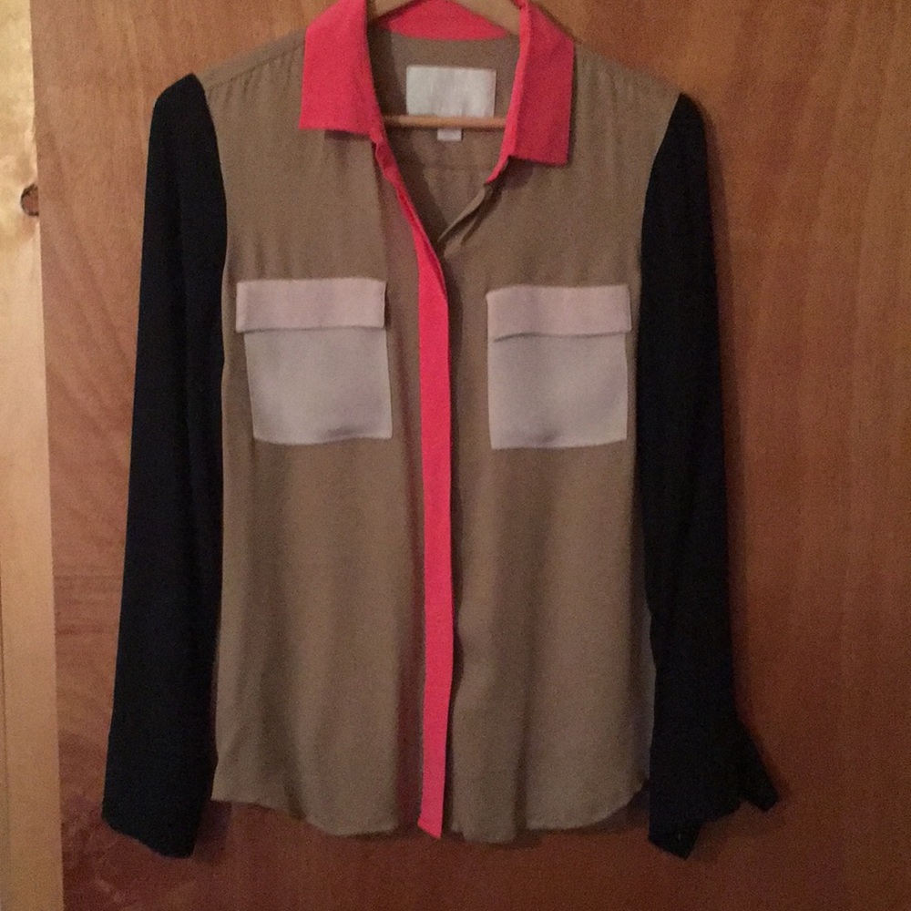 Colorblock Jcrew silk blouse